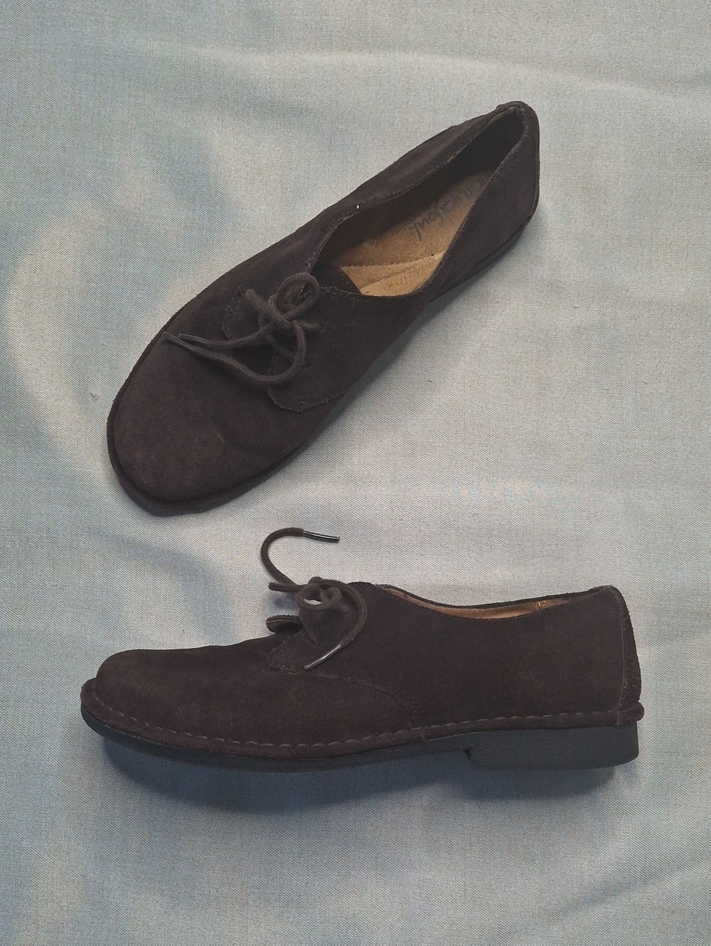 Natural Soul Dark Brown Suede Lace-Up Flats